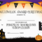 Halloween Pumpkin Decorating Competition Certificate Throughout Halloween Costume Certificate Template