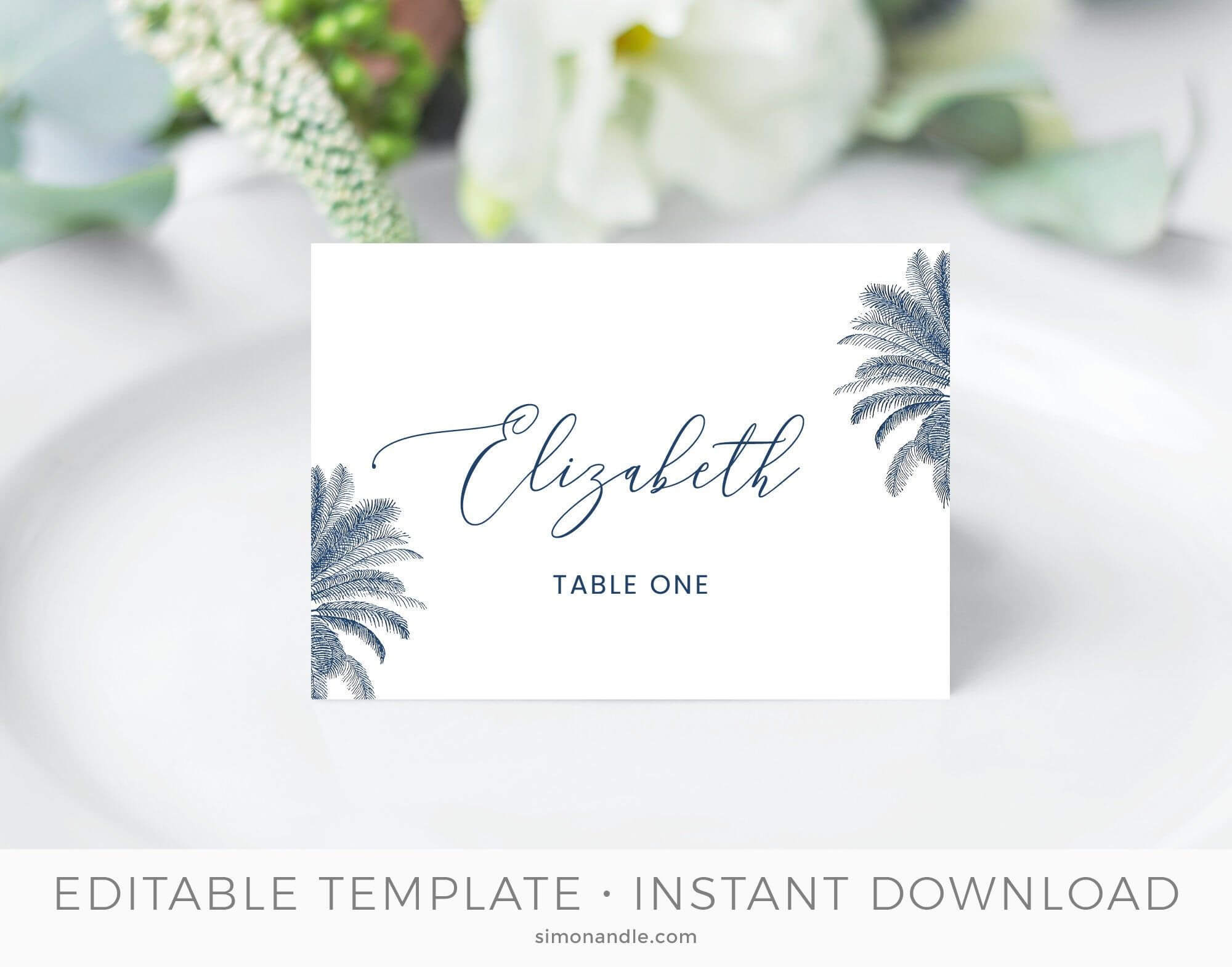 Hamptons Place Cards Template, Beach Tent Cards, Wedding In Place Card Setting Template