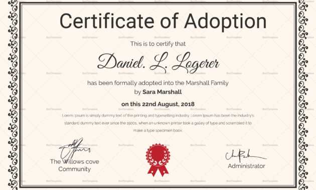 Happy Adoption Certificate Template | Adoption Certificate within Adoption Certificate Template