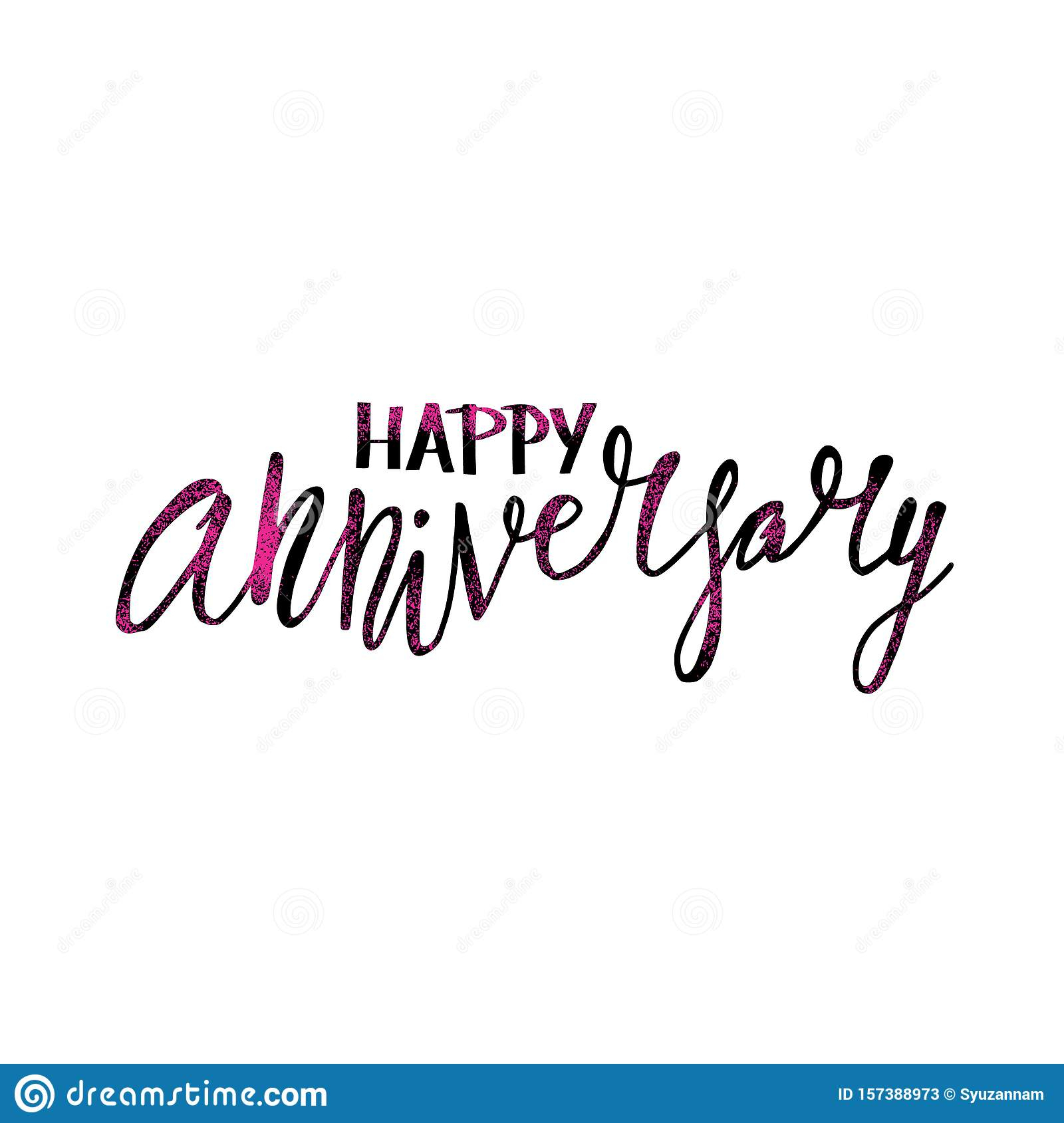 Happy Anniversary Text. Vector Word With Decor Stock Vector For Anniversary Card Template Word