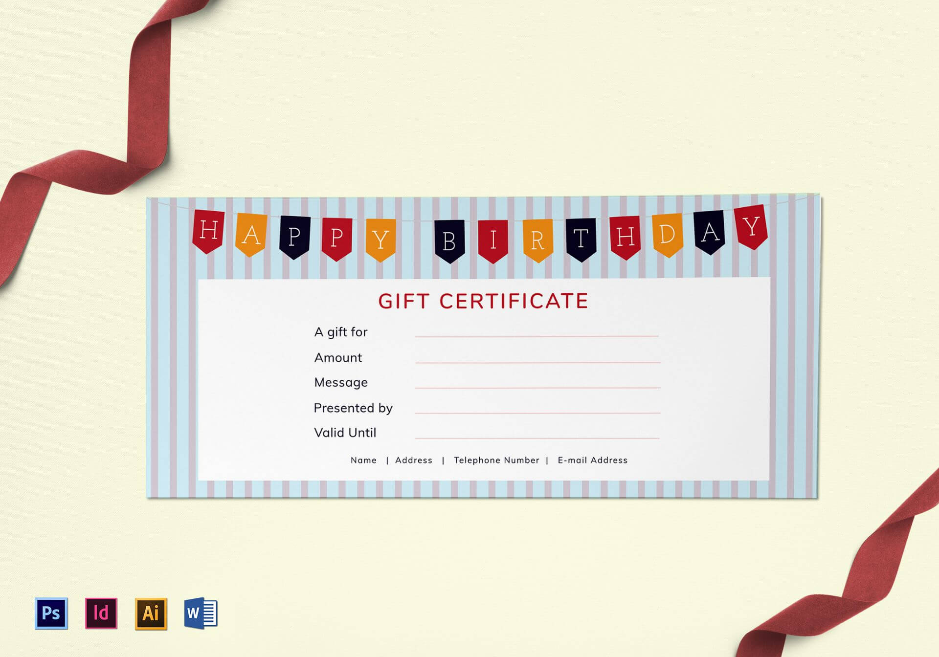Happy Birthday Gift Certificate Template For Gift Certificate Template Indesign