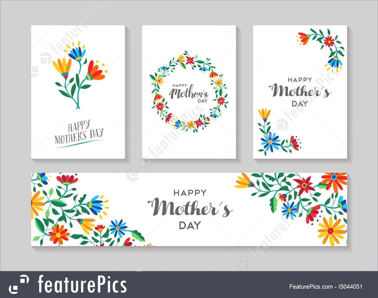 Happy Mother's Day Card And Label Floral Set Stock For Mothers Day Card Templates