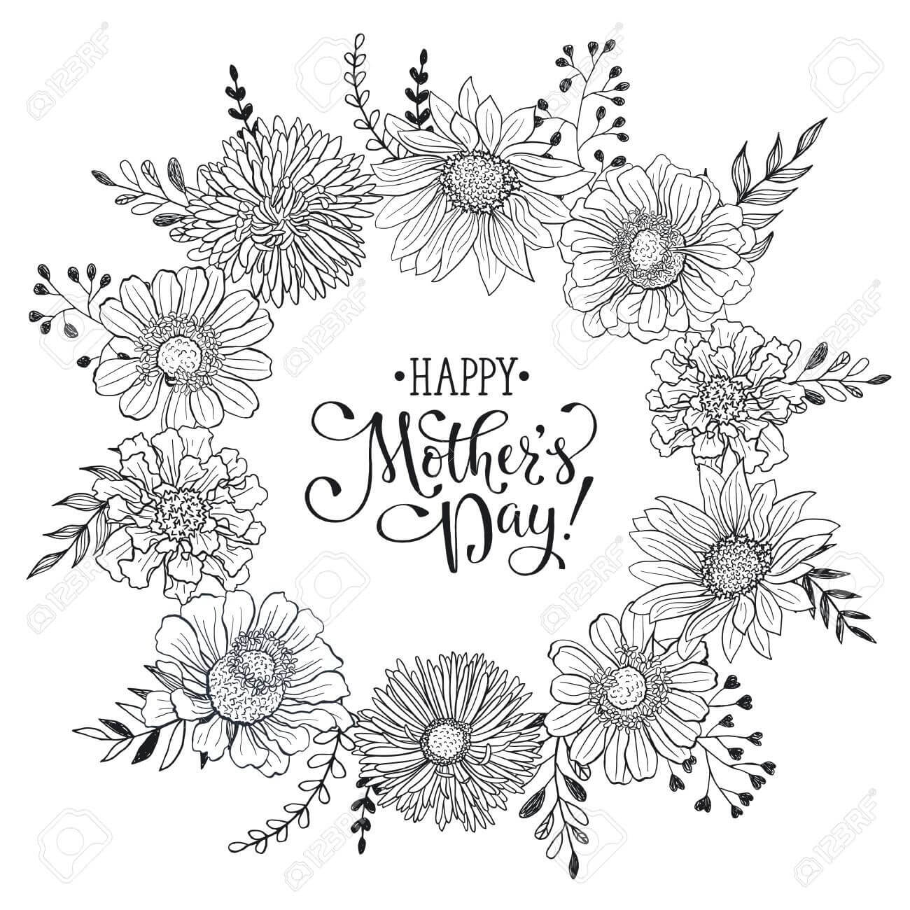 Happy Mother's Day Grayscale For Card | Mothers Day Card With Mothers Day Card Templates