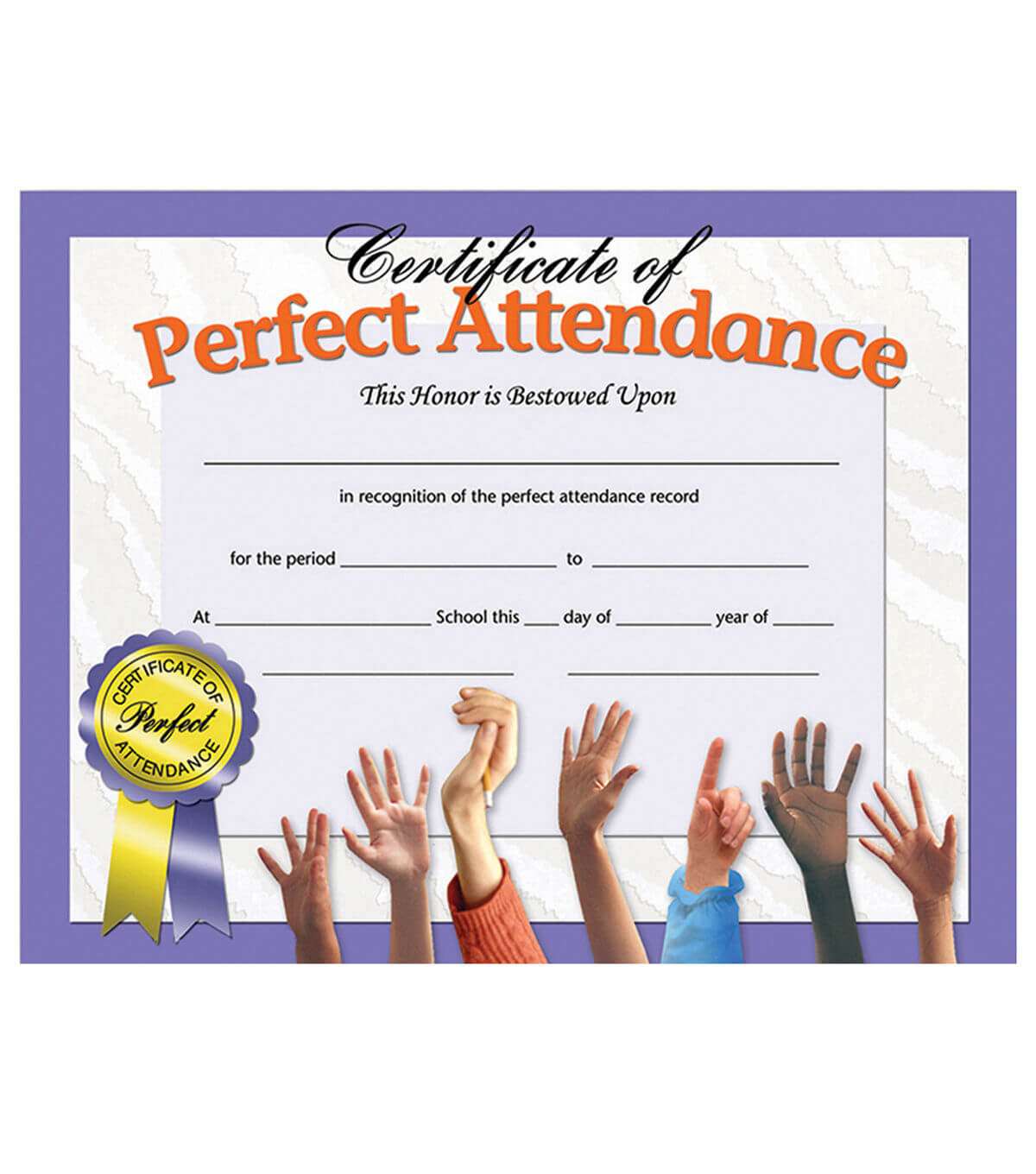 Hayes 180 Pk Perfect Attendance Certificates | Perfect Throughout Hayes Certificate Templates