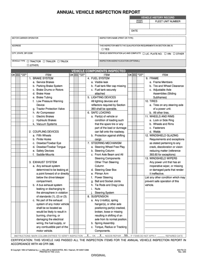 Heavy Vehicle Federal Annaul Insperction Form – Fill Online Within ...