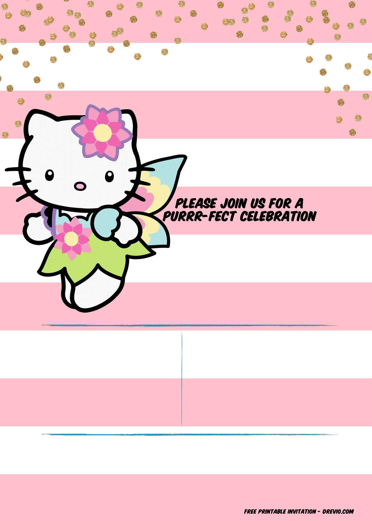 Hello Kitty Invitation Template – Portrait Mode | Hello For Hello Kitty Birthday Banner Template Free