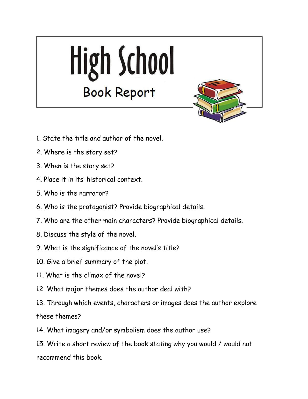 High School Book Report – I Love This Book Report Form. It Regarding Book Report Template High School