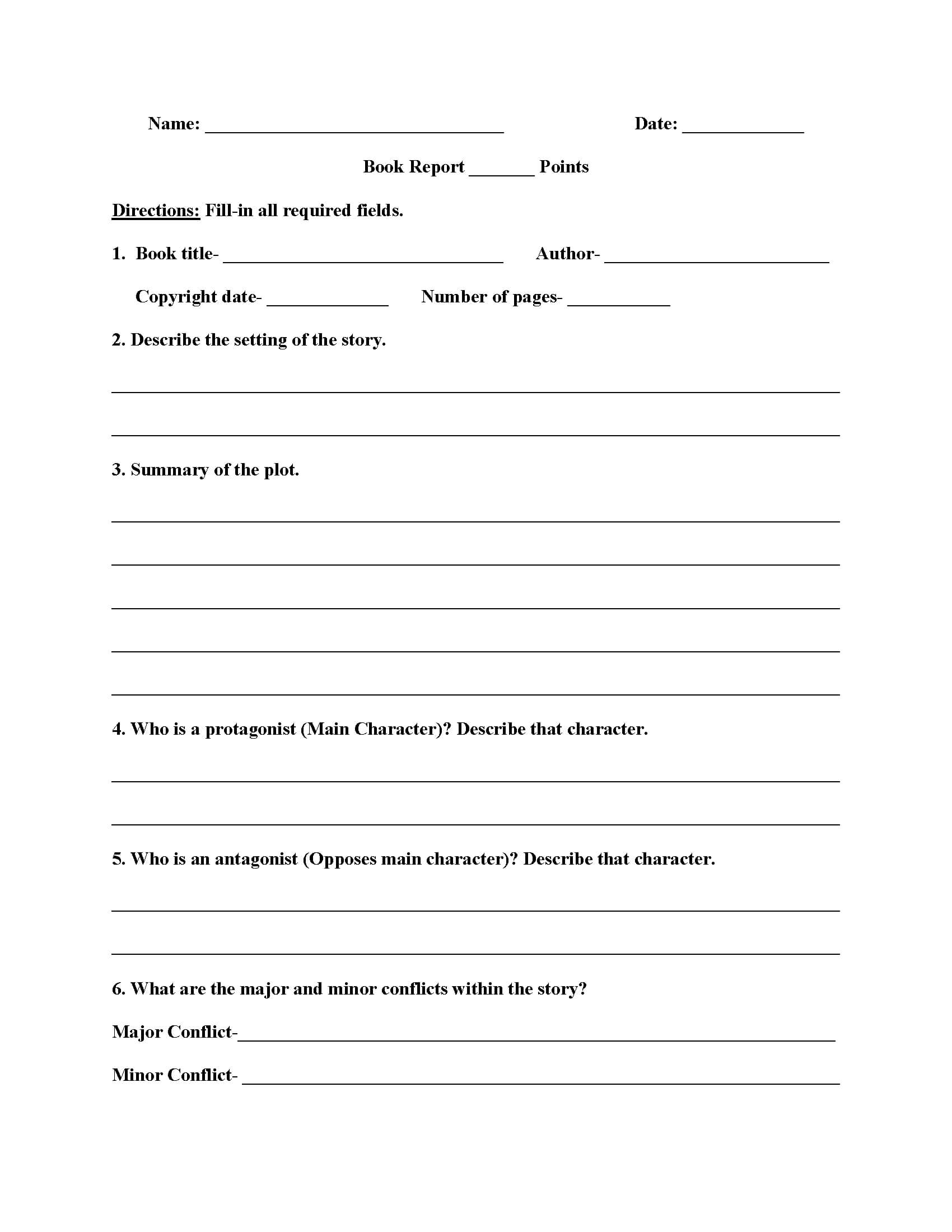 High School Book Report Worksheets | High School Books For Book Report Template Middle School