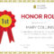 Honor Roll Certificate Template | Certificate Templates With Honor Roll Certificate Template