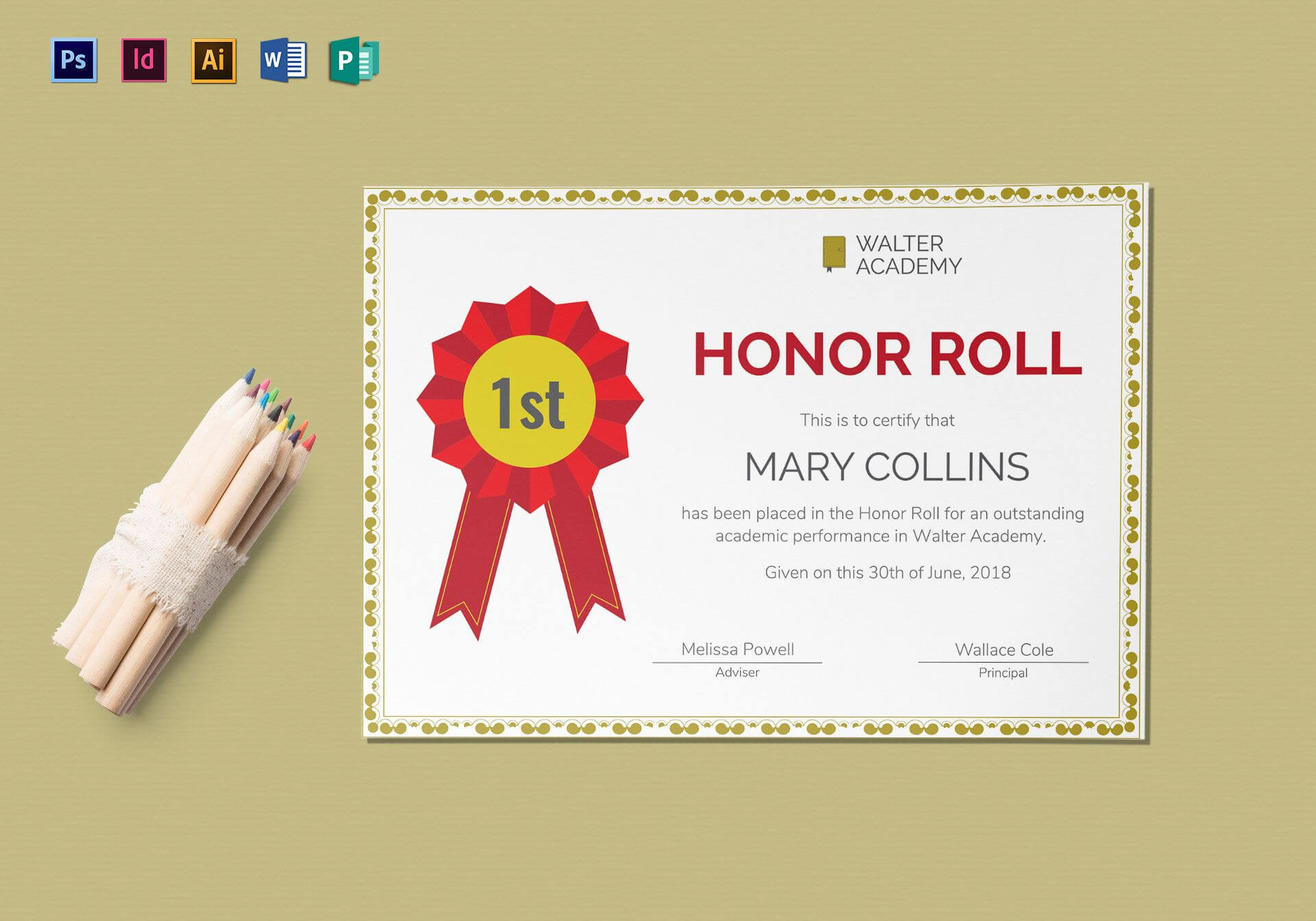 Honor Roll Certificate Template Intended For Indesign Certificate Template