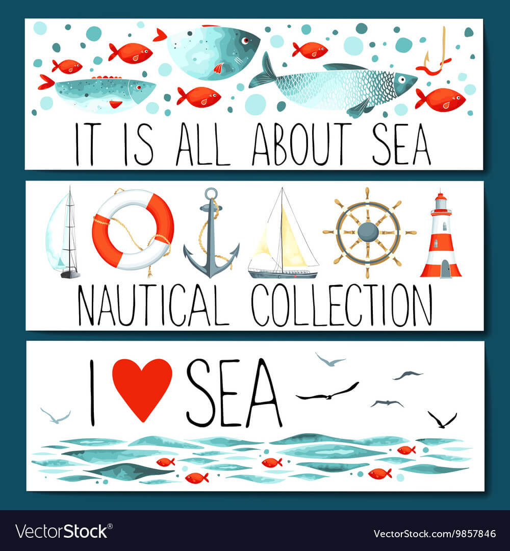 Horizontal Banner Templates With Nautical Elements Within Nautical Banner Template