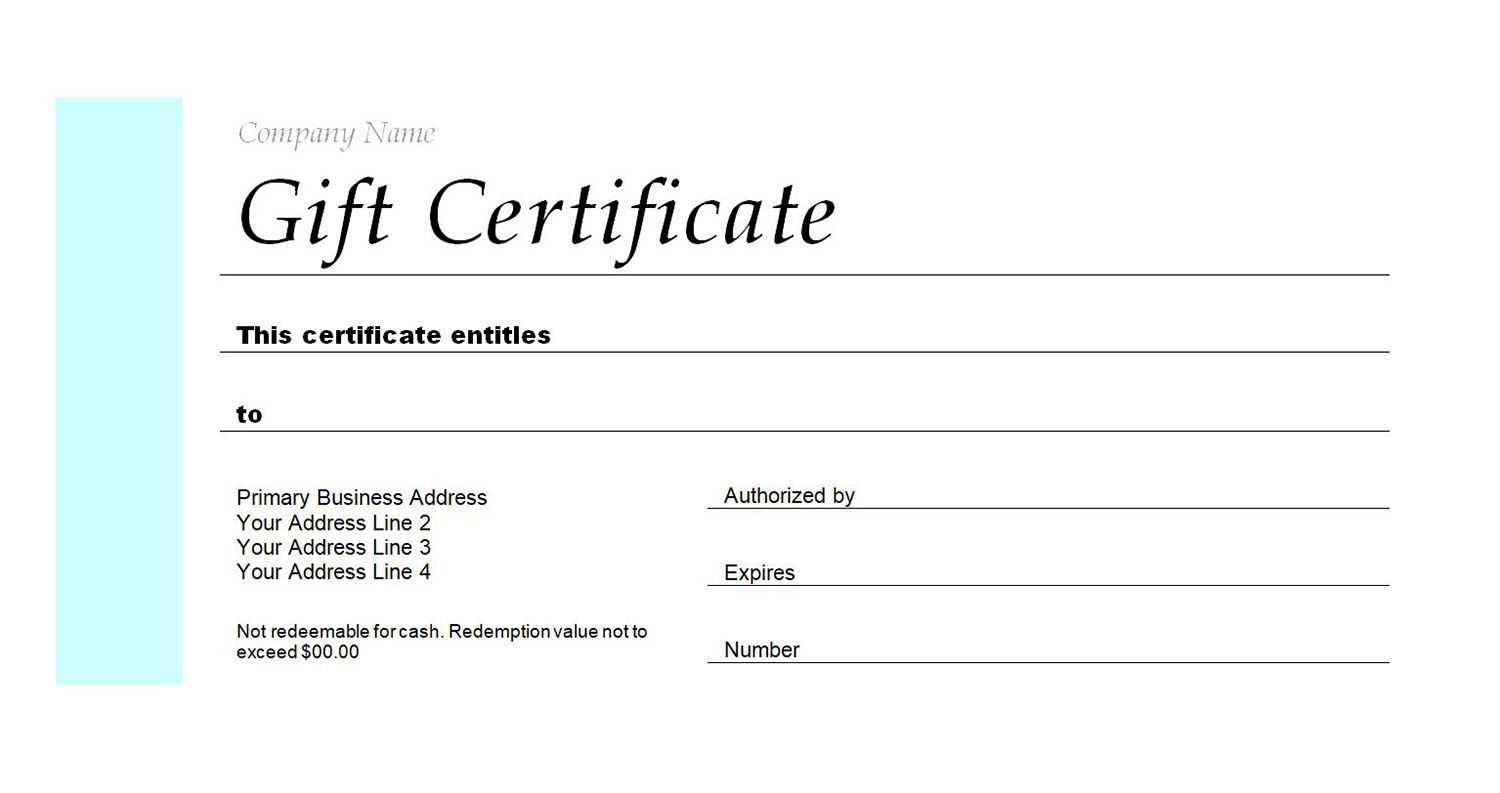 Hotel Gift Certificate Template – Bloginsurn Inside This Entitles The Bearer To Template Certificate