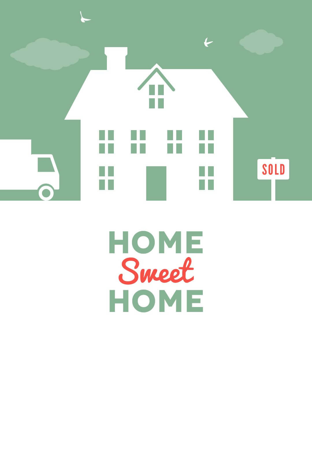 House And Birds - Free Printable Moving Announcement Intended For Moving House Cards Template Free