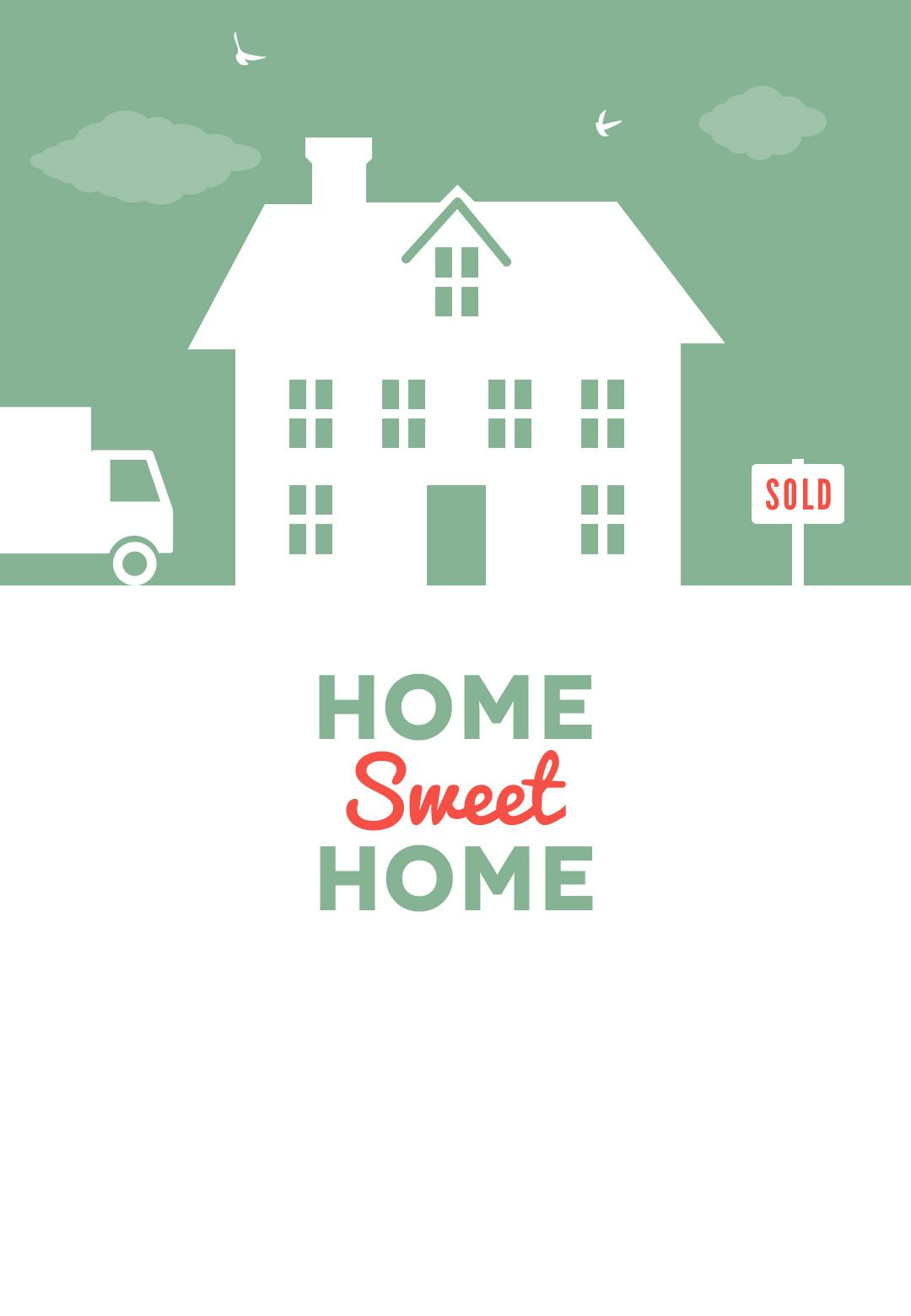 House And Birds - Free Printable Moving Announcement Throughout Free Moving House Cards Templates