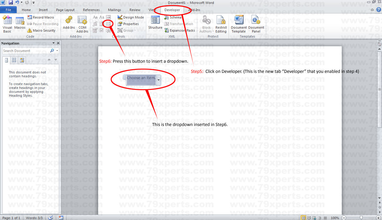How To Add Drop Down Menu In Microsoft Word 2010? In Word 2010 Templates And Add Ins