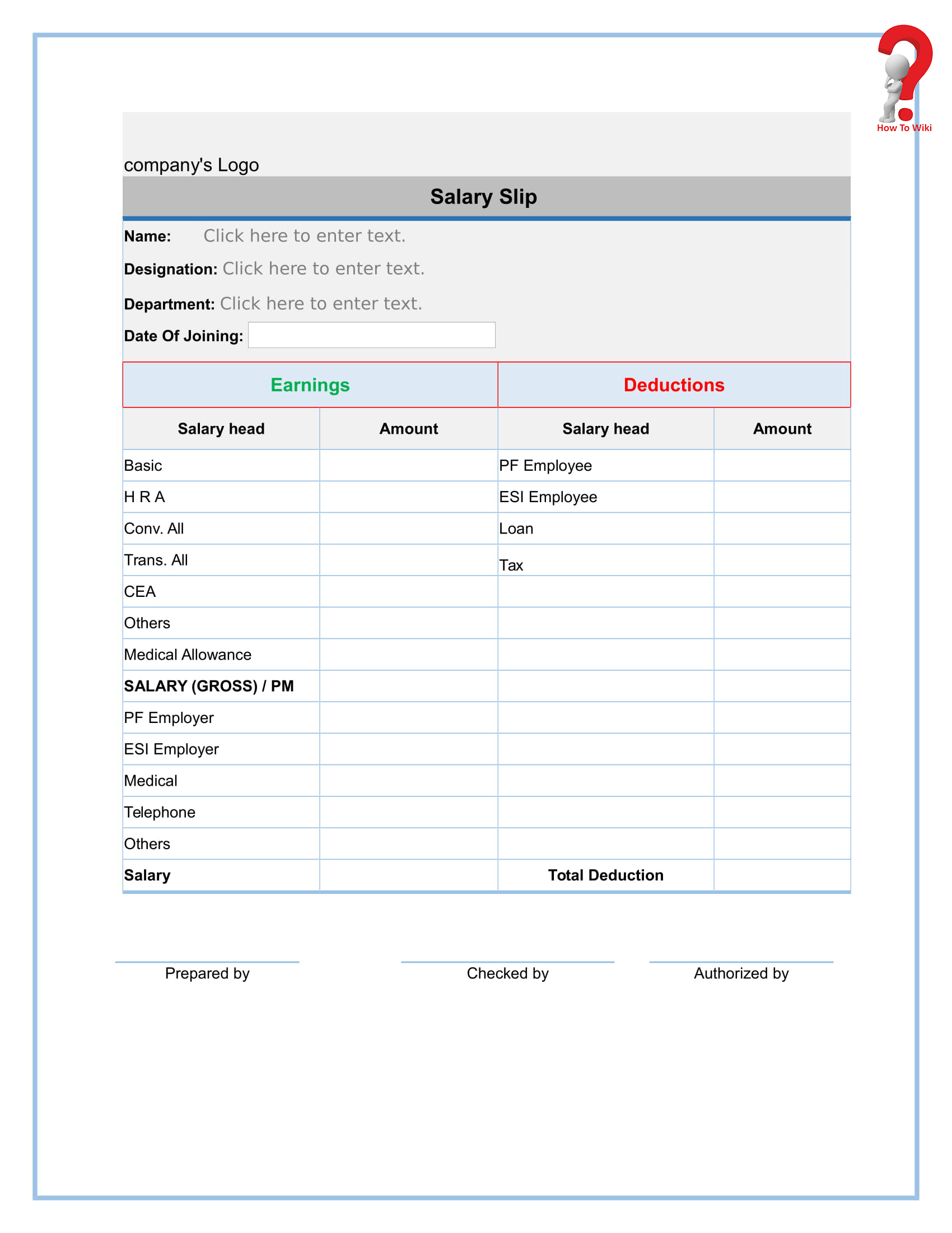How To Create A Free Payslip Template In Excel, Pdf, Word Intended For Blank Payslip Template