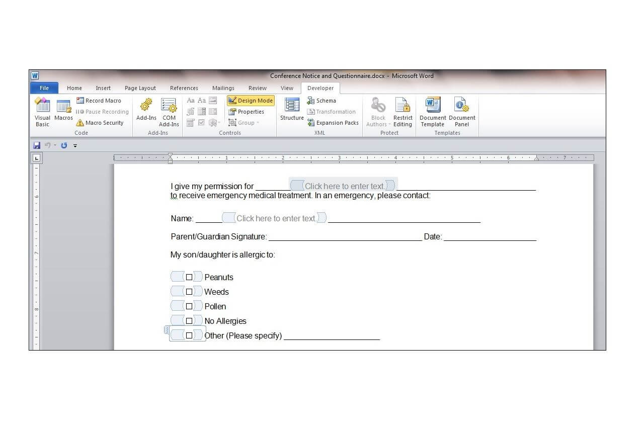 How To Create Fill In Forms With Microsoft Word 2010 Throughout Word 2010 Templates And Add Ins