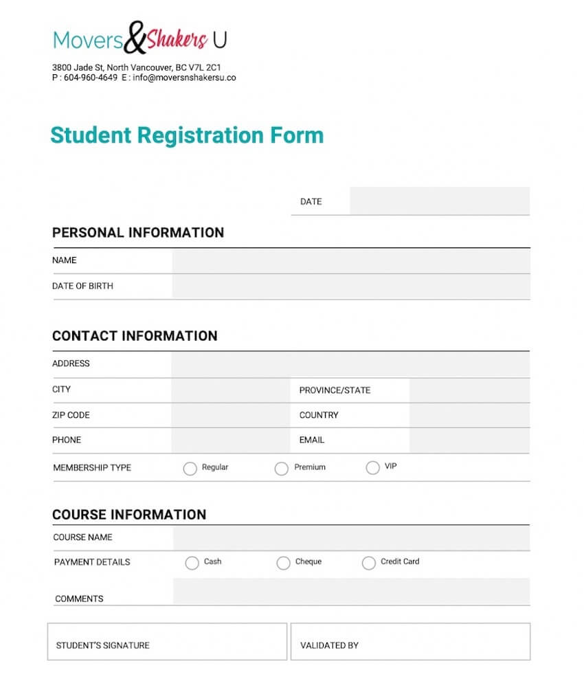 How To Customize A Registration Form Template Using Regarding Enquiry Form Template Word