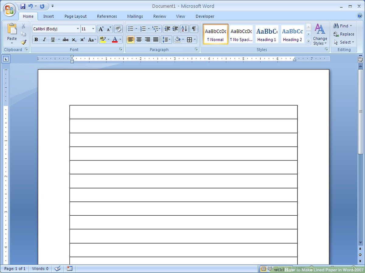 How To Make Lined Paper In Word 2007: 4 Steps (With Pictures) Throughout Ruled Paper Word Template