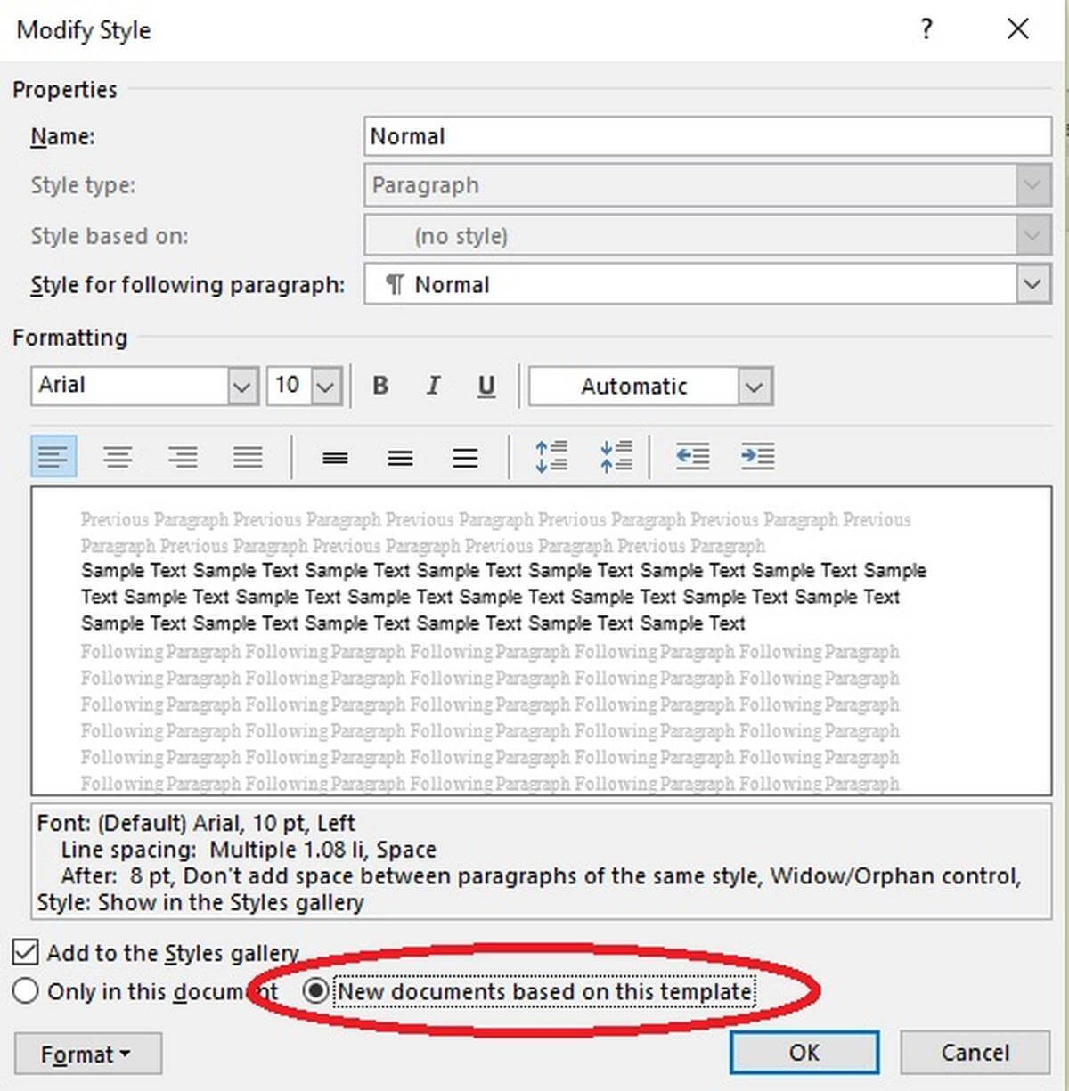 How To Permanently Change Simple Formatting Defaults In Word Throughout Change The Normal Template In Word 2010
