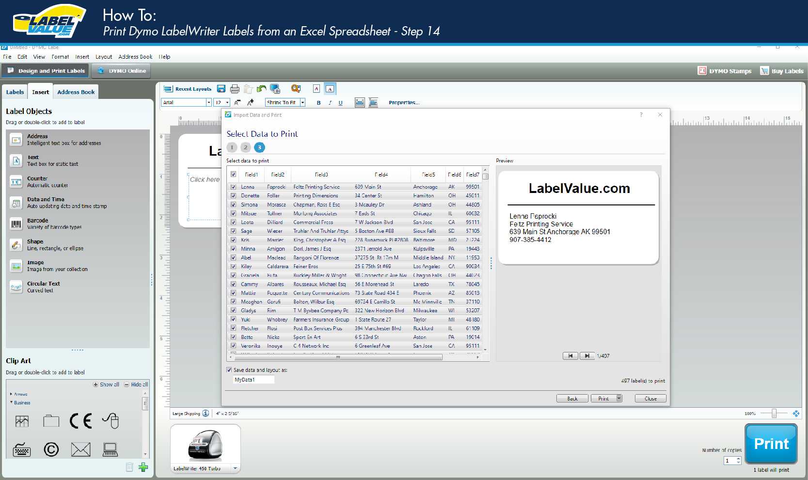 How To Print Labels From An Excel Spreadsheet Using A Dymo With Regard To Dymo Label Templates For Word