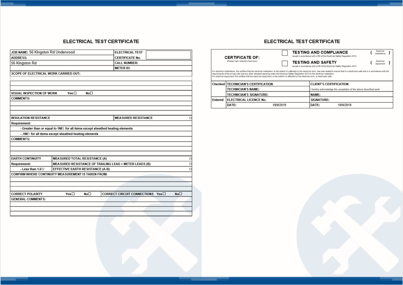 How To Set Up Electrical Test Forms | Simpro With Regard To Electrical Installation Test Certificate Template
