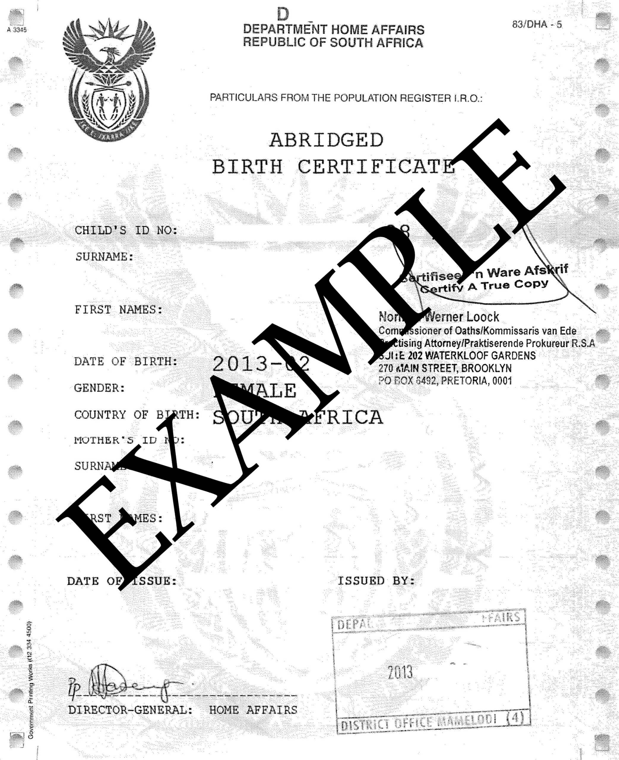How To Travel With Children Into And Out Of South Africa Regarding South African Birth Certificate Template