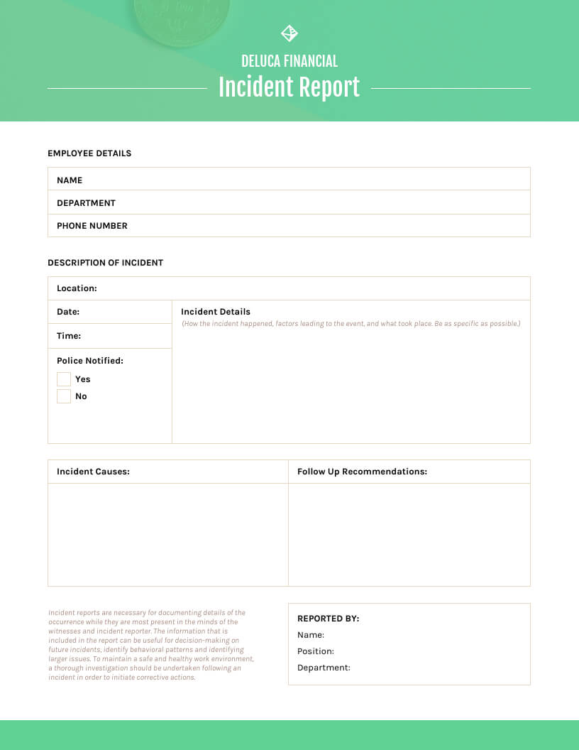 How To Write An Effective Incident Report [Examples + Throughout Office Incident Report Template