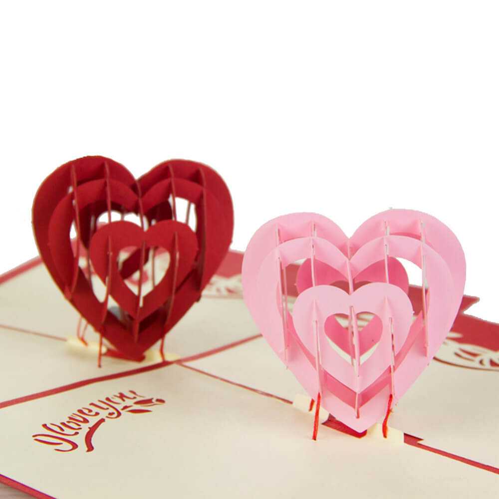 I Love You" Red Heart Design Handmade Creative Kirigami Inside Heart Pop Up Card Template Free