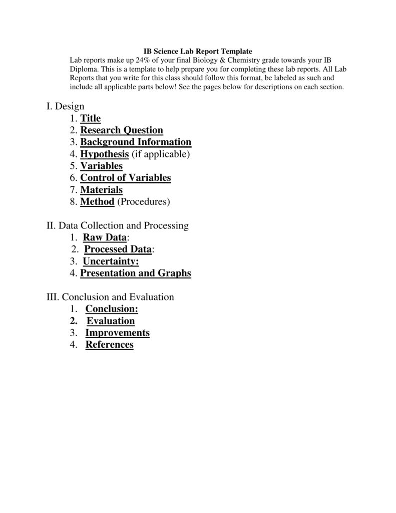 Ib Biology Lab Report Template Pertaining To Lab Report Conclusion Template