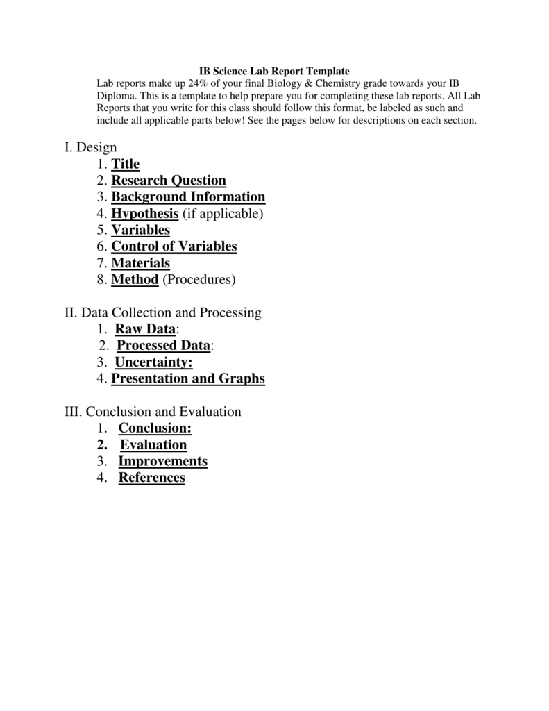 Ib Biology Lab Report Template Regarding Ib Lab Report Template