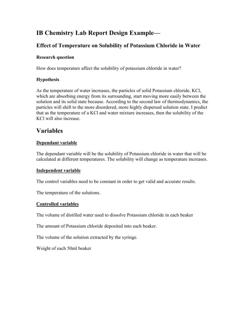 Ib Chemistry Lab Report Design Example For Ib Lab Report Template