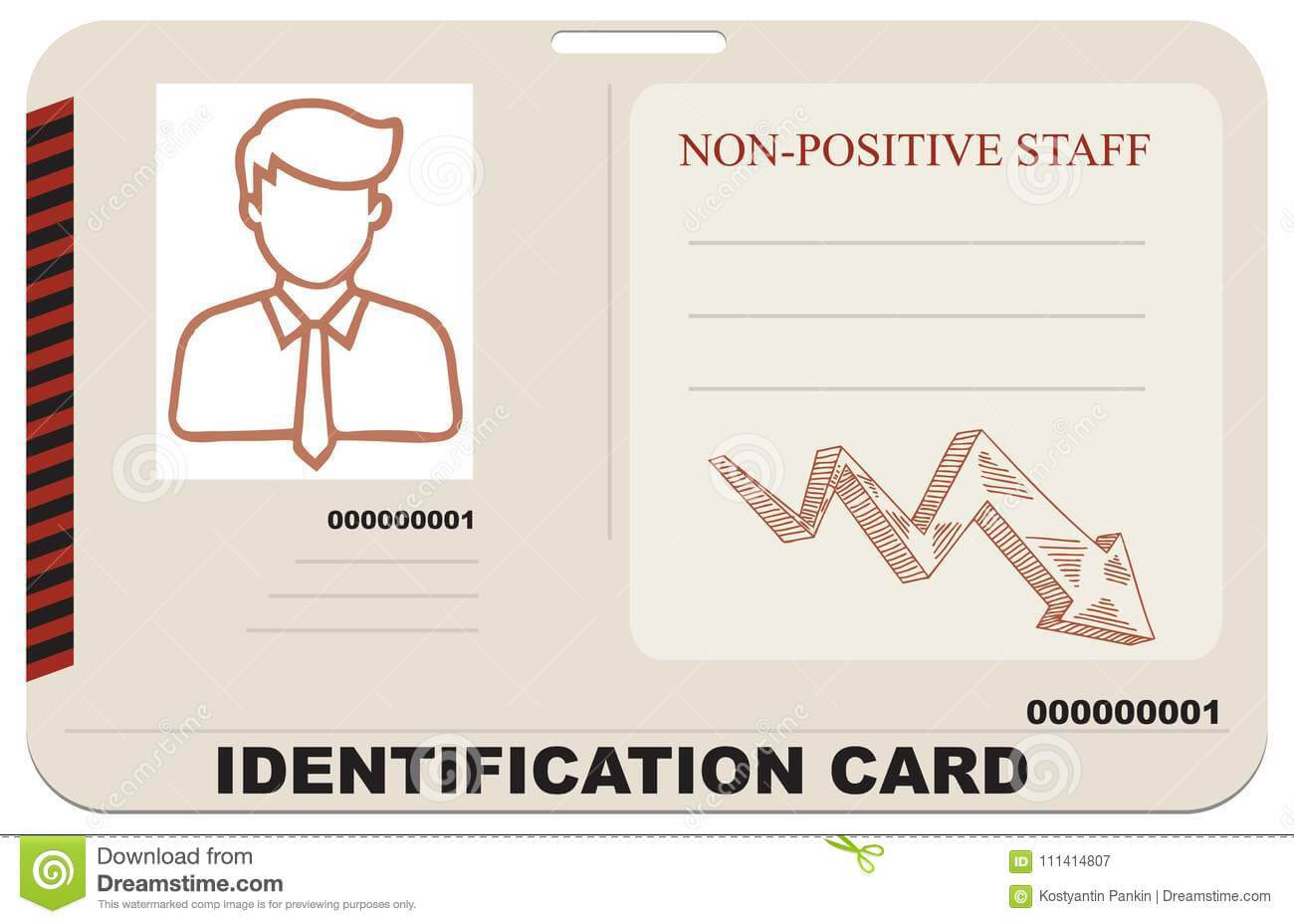 Identification Card For Non Positive Staff Stock Vector Throughout Mi6 Id Card Template