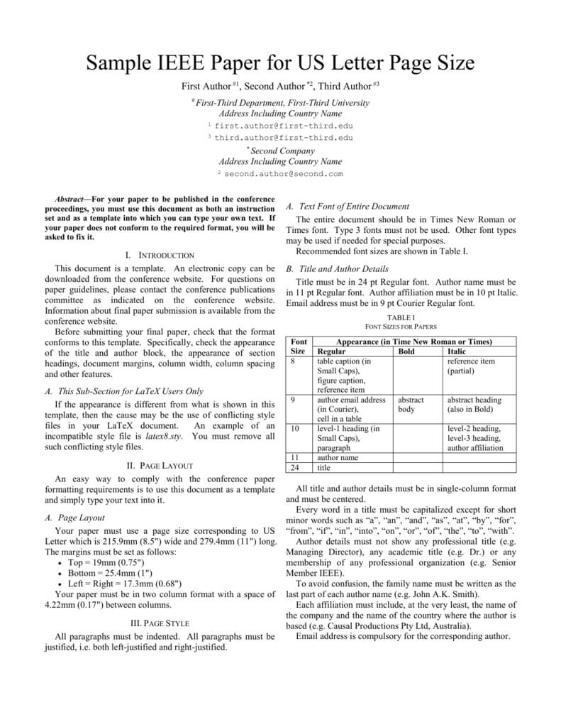 Ieee Paper Word Template In Us Letter Page Size (V3) Inside Ieee Template Word 2007