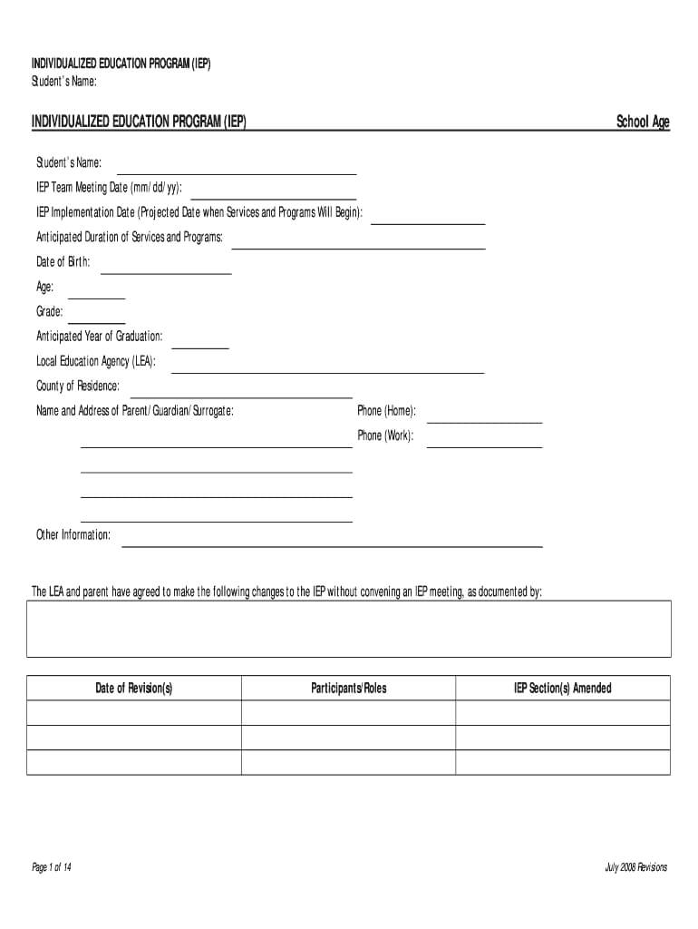 Iep Template – Fill Online, Printable, Fillable, Blank Regarding Blank Iep Template