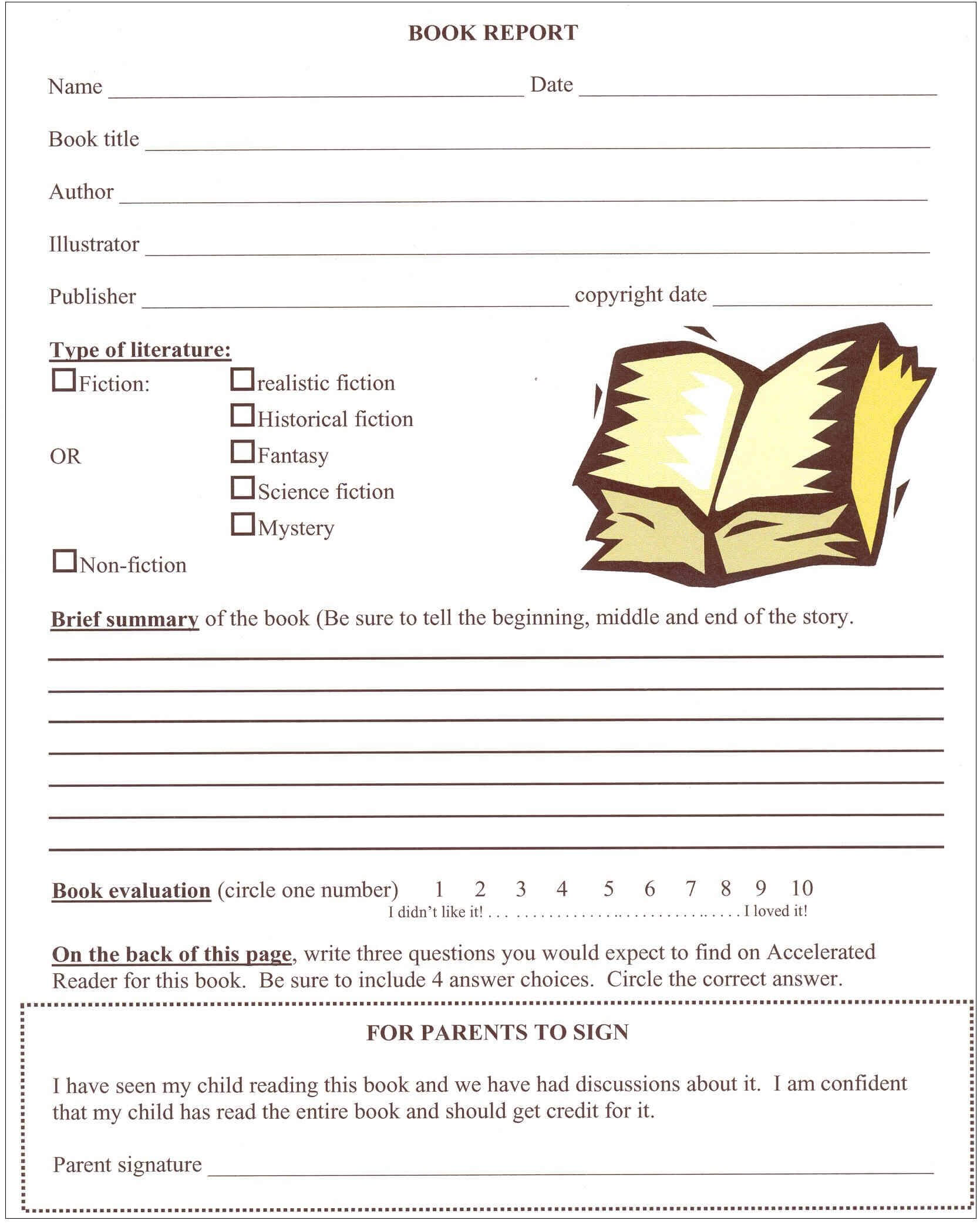 Image Result For 6Th Grade Book Report Format | Book Report For Ar Report Template