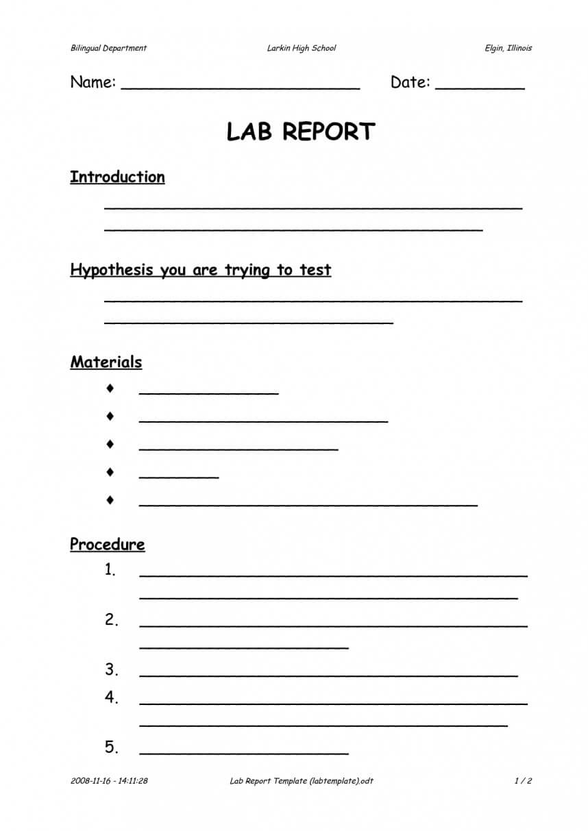 Impressive Lab Report Template Middle School Ideas Format With Regard To Lab Report Template Middle School