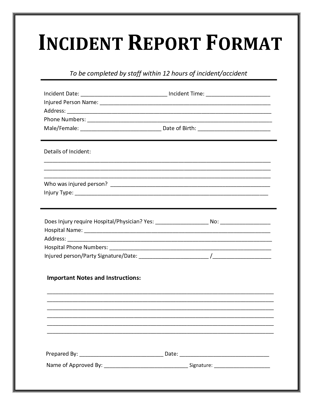 Incident Report Form Template | Incident Report, Incident With Regard To Accident Report Form Template Uk