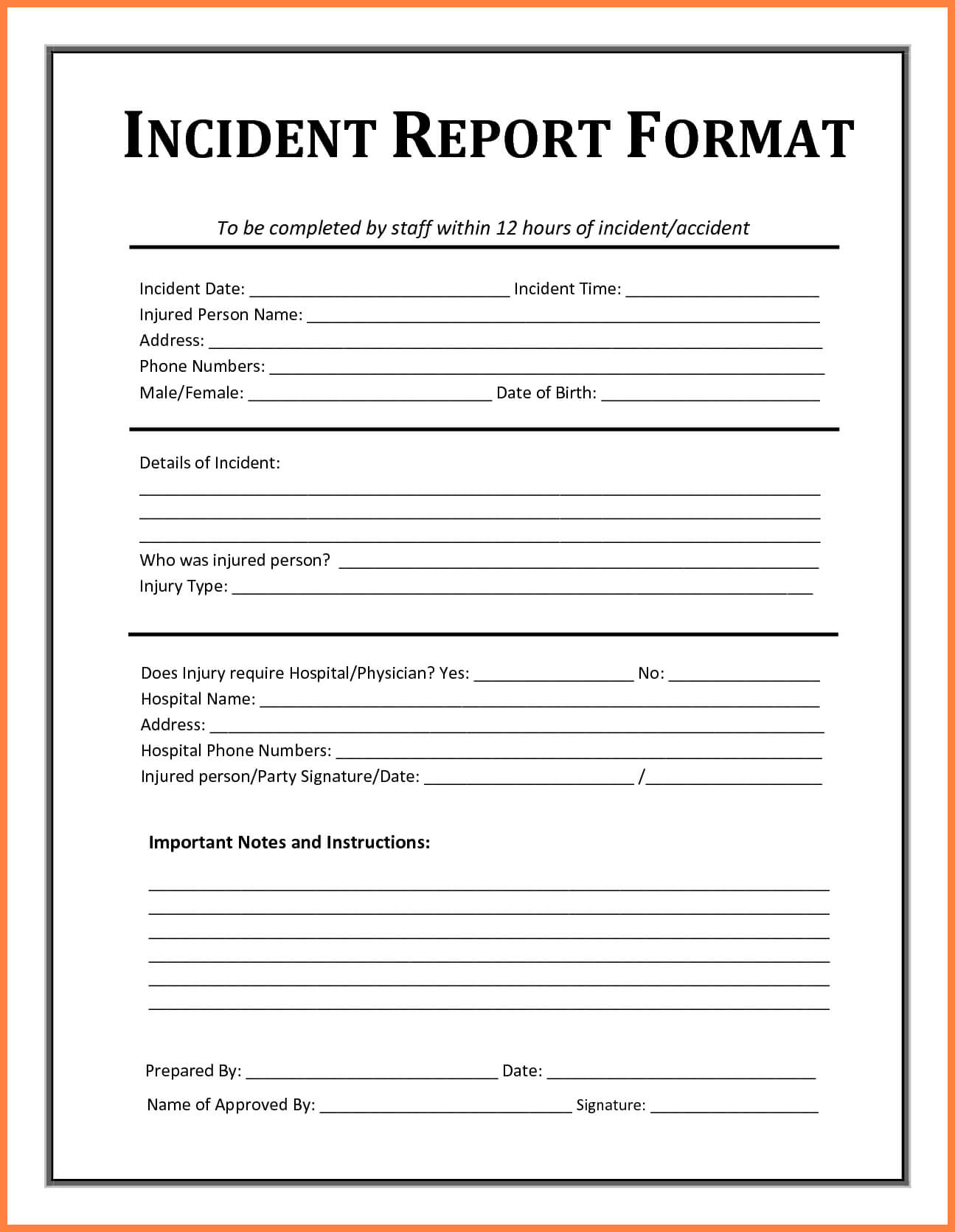Incident Report Template - Free Incident Report Templates For Itil Incident Report Form Template