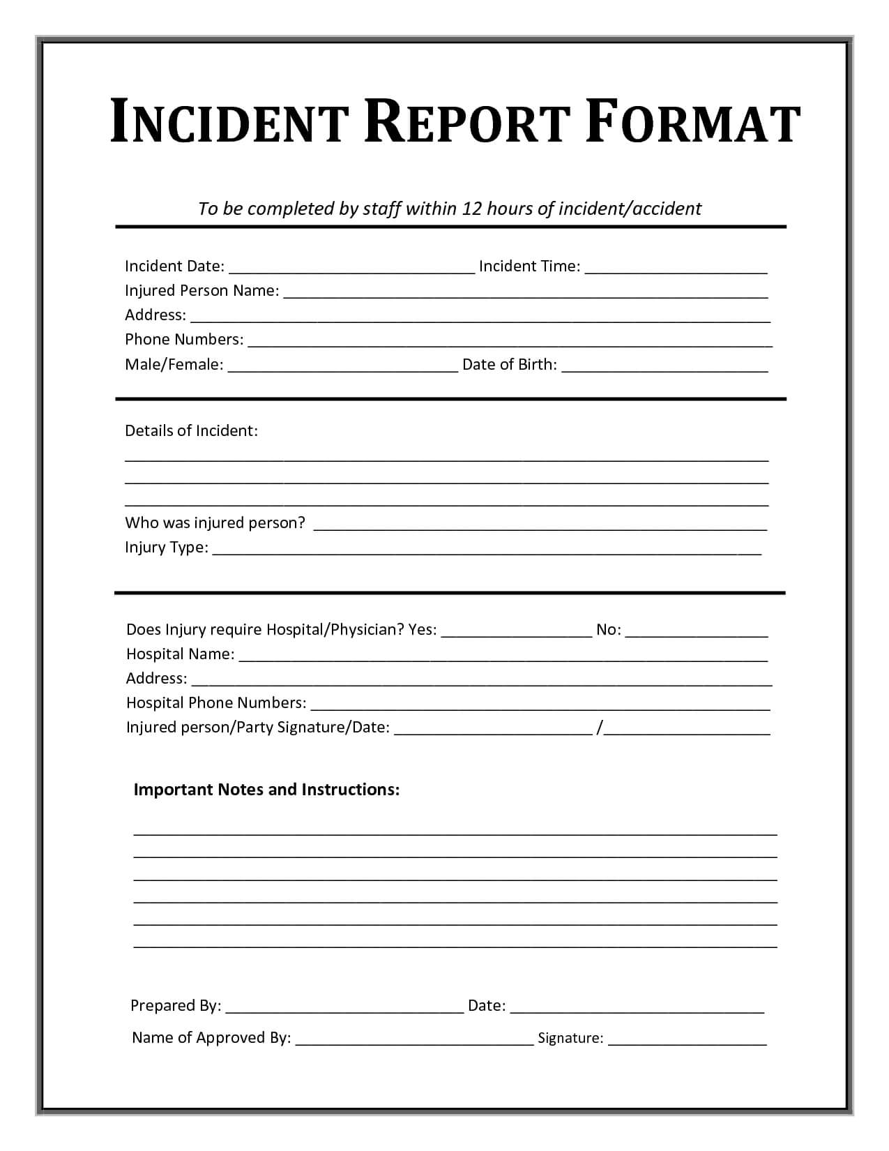 Incident Report Template | Incident Report Form, Incident With Regard To Incident Report Form Template Doc