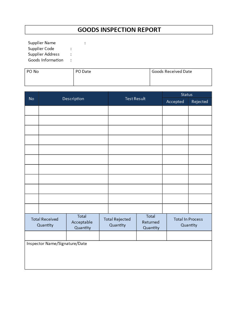 Incoming Goods Inspection Report – Download This Incoming Within Part Inspection Report Template