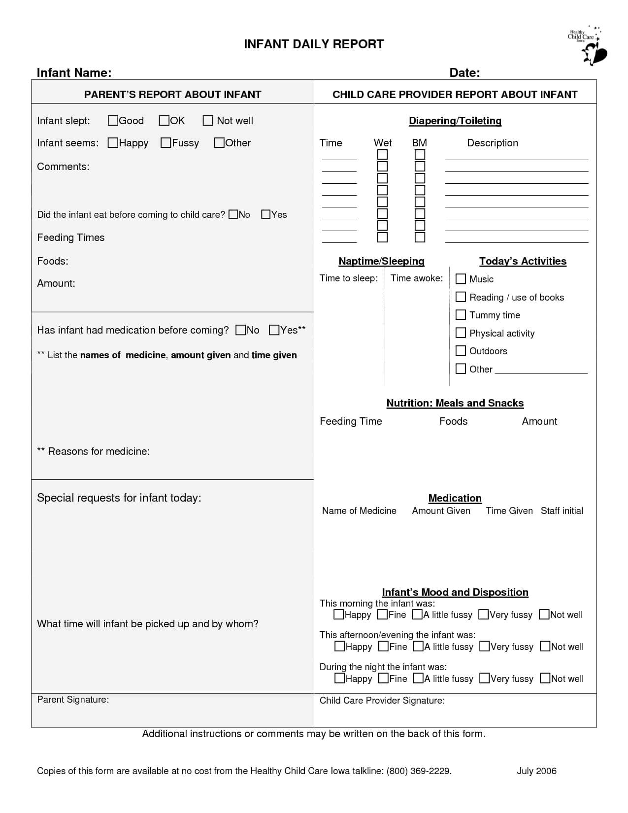 Infant Daily Report – Google Search | Infant Daily Report Inside Daycare Infant Daily Report Template