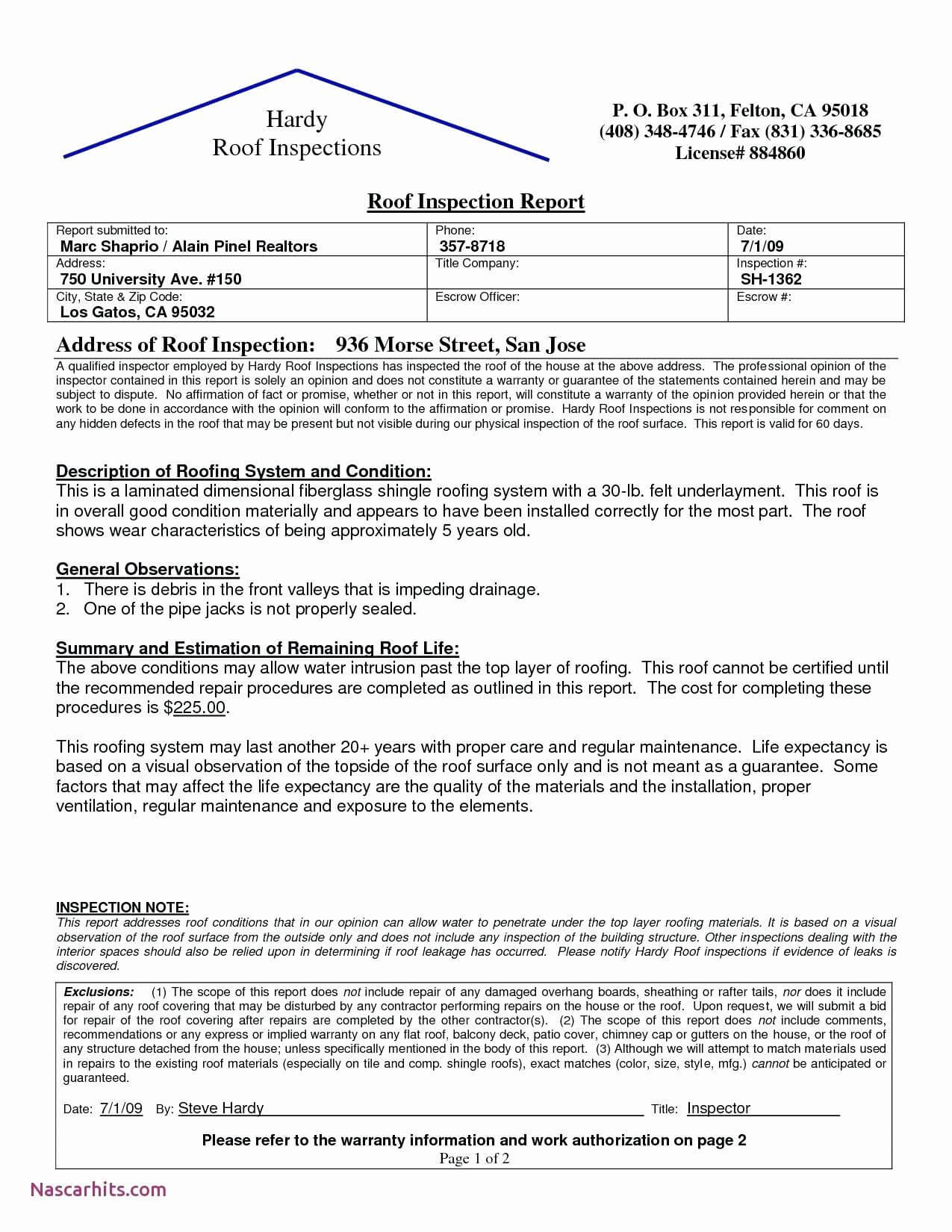 Inspection Report Template Word Best Of Template Inspection Throughout Roof Inspection Report Template