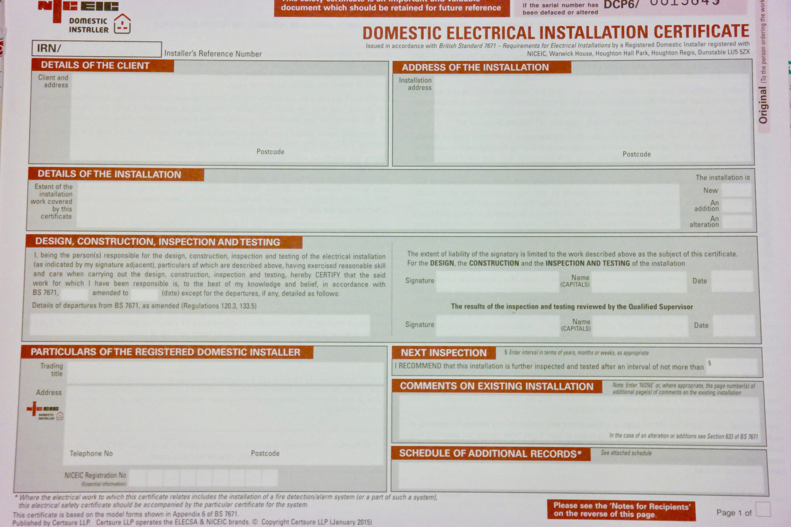 Inspections, Certification & Testing – Auber Electrical Inside Minor Electrical Installation Works Certificate Template