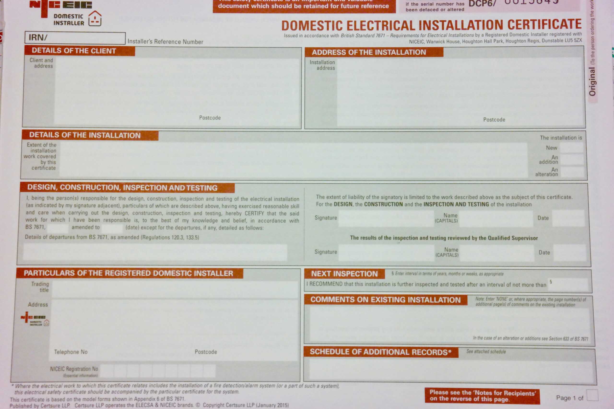 Inspections, Certification & Testing – Auber Electrical Within Electrical Minor Works Certificate Template