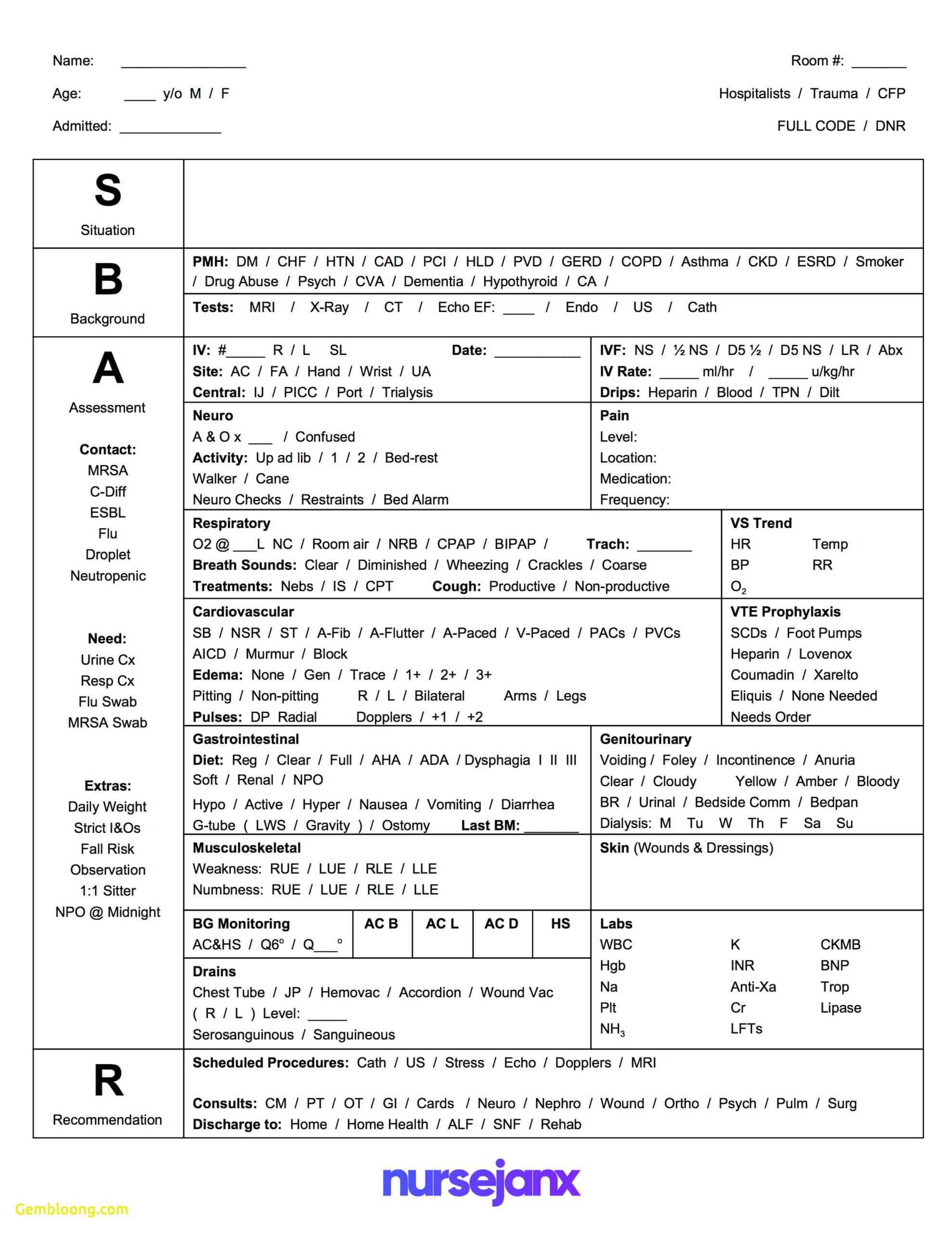 Inspirational Nursing Handoff Report Template | Best Within Nursing Handoff Report Template