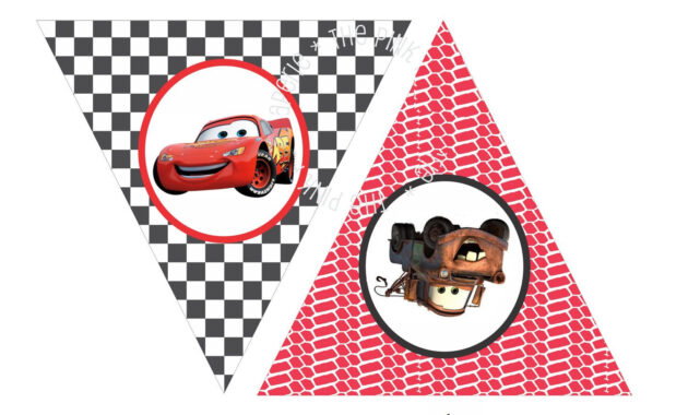 Instant Download - Printable Cars Themed Happy Birthday with Cars Birthday Banner Template