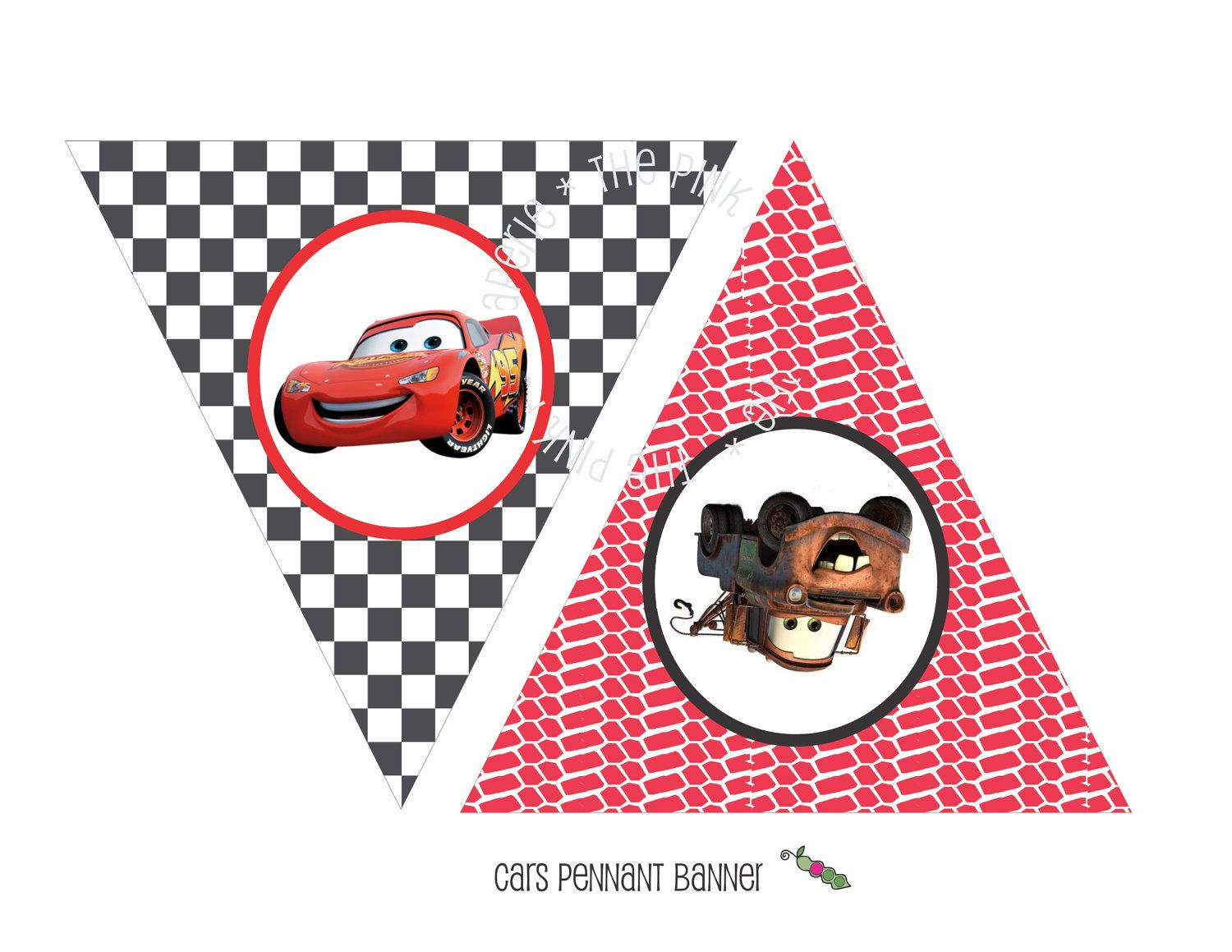 Instant Download - Printable Cars Themed Happy Birthday With Cars Birthday Banner Template