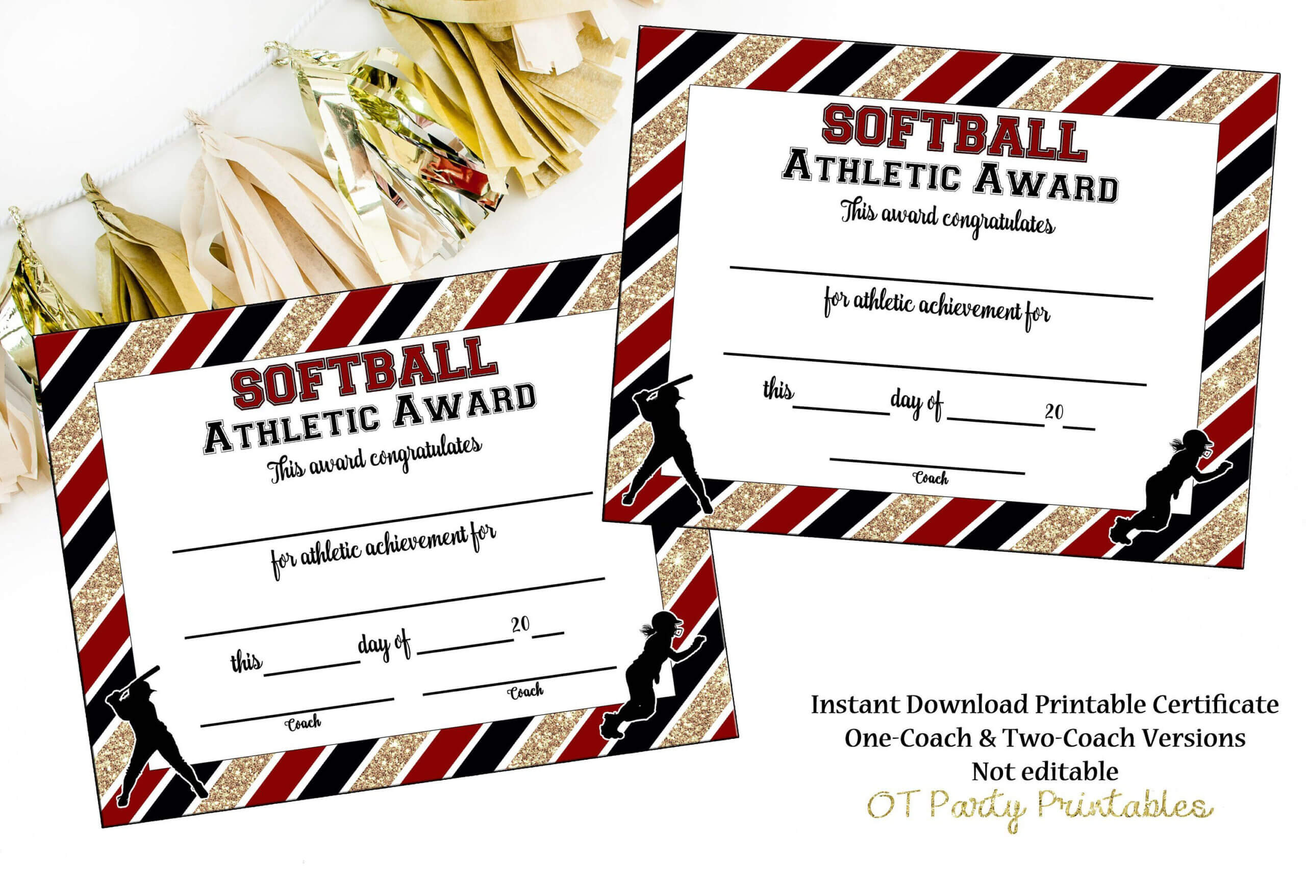 Instant Download – Softball Certificate Of Achievement Throughout Softball Certificate Templates