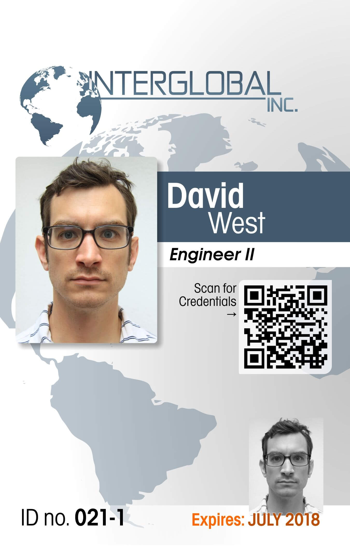 Interglobal Portrait Id Card With Qr Code Credential Inside Portrait Id Card Template
